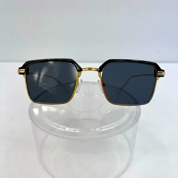 JOHN VARVANTOS GOLD METAL FRAME WITH GLOSSY BLACK ACCENT SUNGLASSES, GREY LENSES John Varvatos SJV550 Sunglasses - Daniel Walters Eyewear main image 3